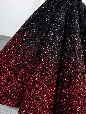 black and red ombre sequin skirt