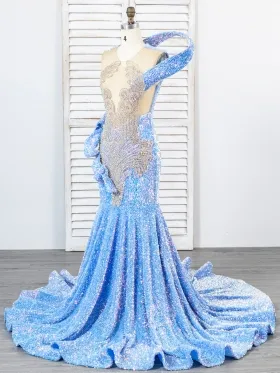 iridescent sequin and beading mermaid prom dress