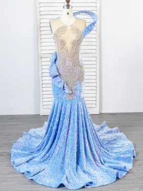 sparkly beading and sequin single strap mermaid prom dress sparkly beading and sequin single strap mermaid prom dress