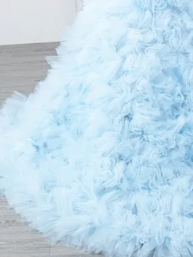 sky blue ruffled tulle dress sky blue ruffled tulle dress