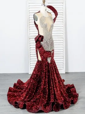 beading and sequin one strap long prom dress