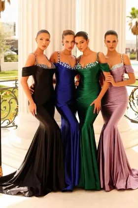 stunning beaded sweetheart mermaid satin formal dress