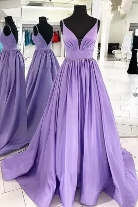 modern tahiti satin pleated long puffy prom dress