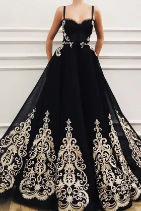 black puffy prom dress