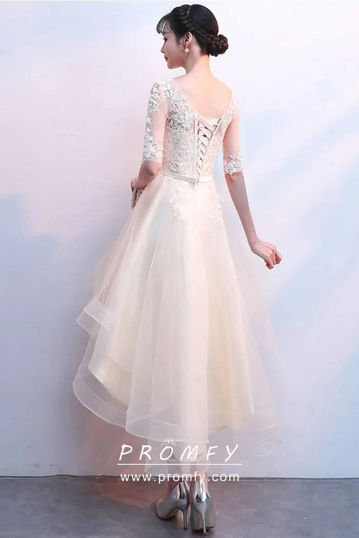 cream graduation dress