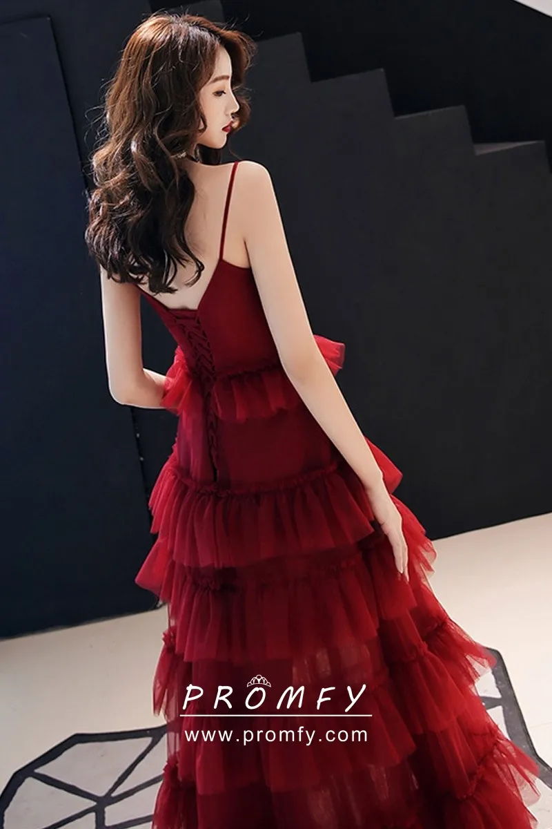 crimson red prom dress