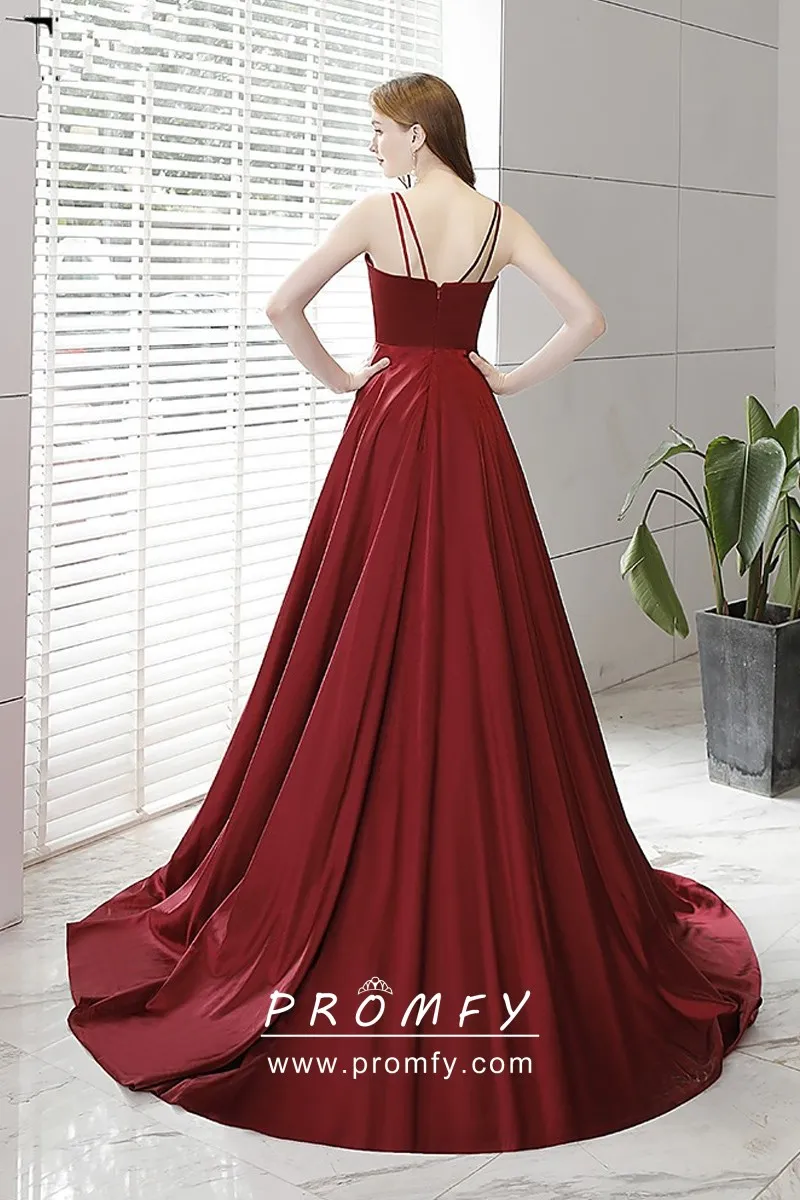 Bavla dark red hot backless dress