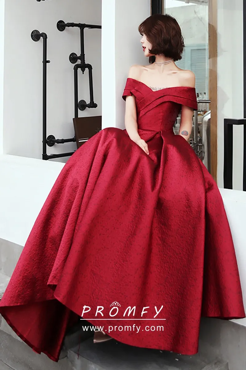 Puffy Red Satin Prom Gown - Promfy