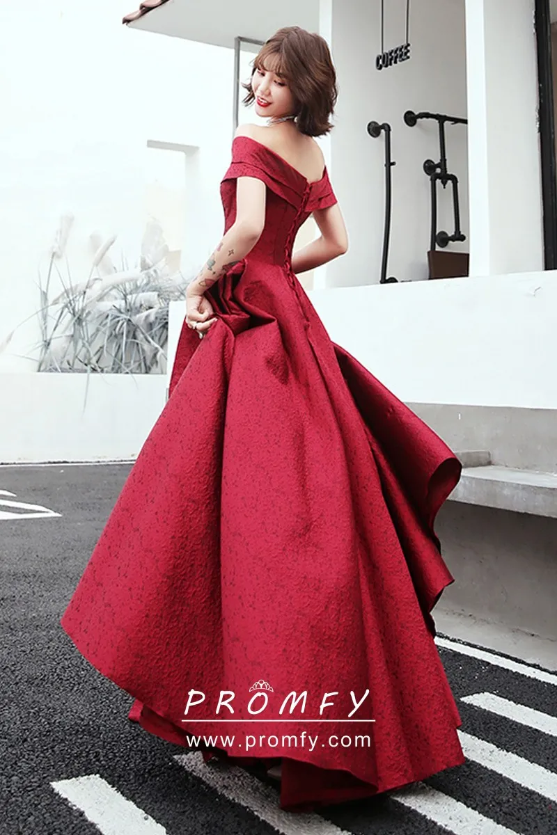 Puffy Red Satin Prom Gown - Promfy