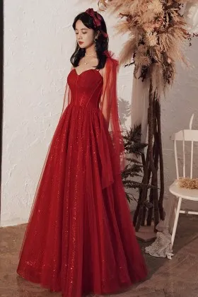 shimmery ruby glitter sweetheart corset prom dress
