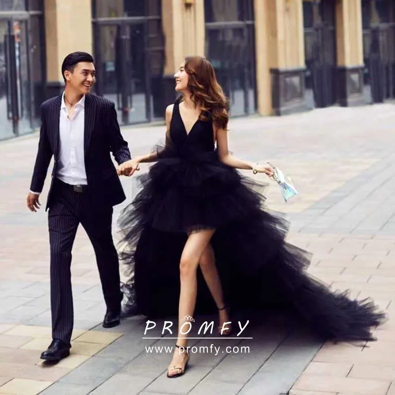 Black Ruffled Tiered Tulle Cool High 
