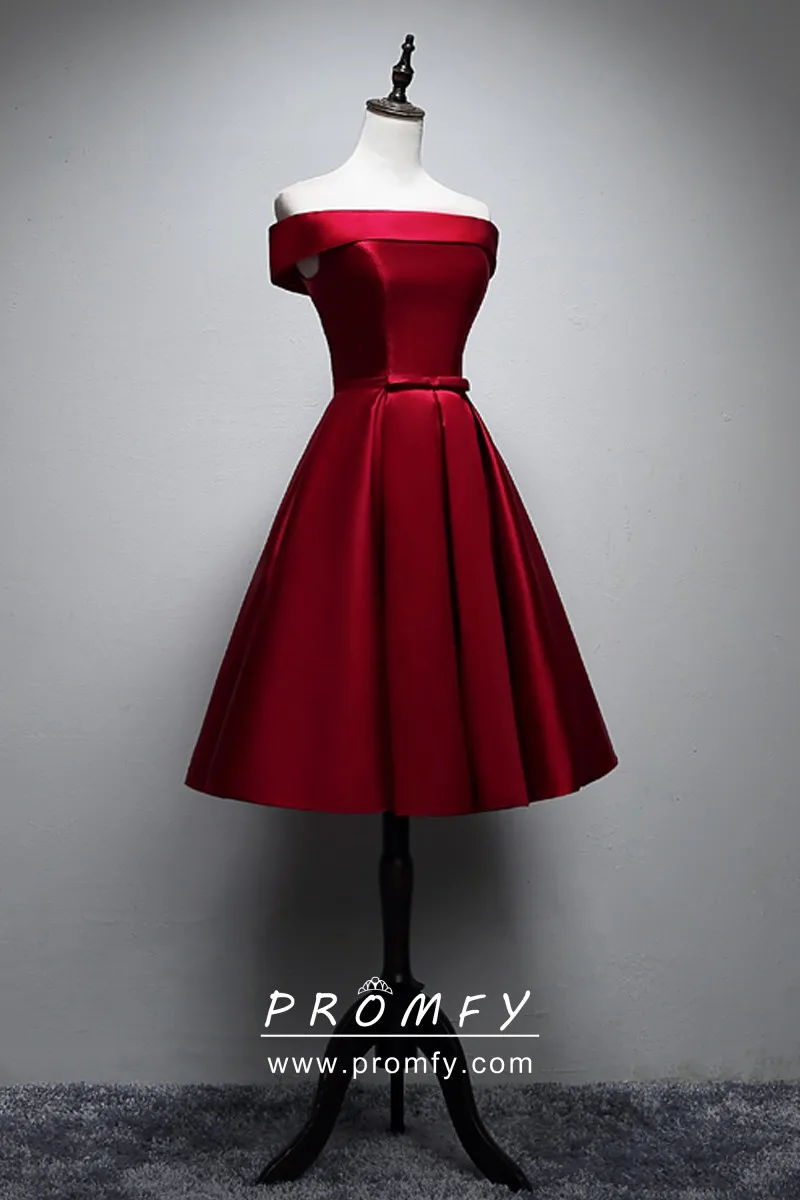 red satin short dress