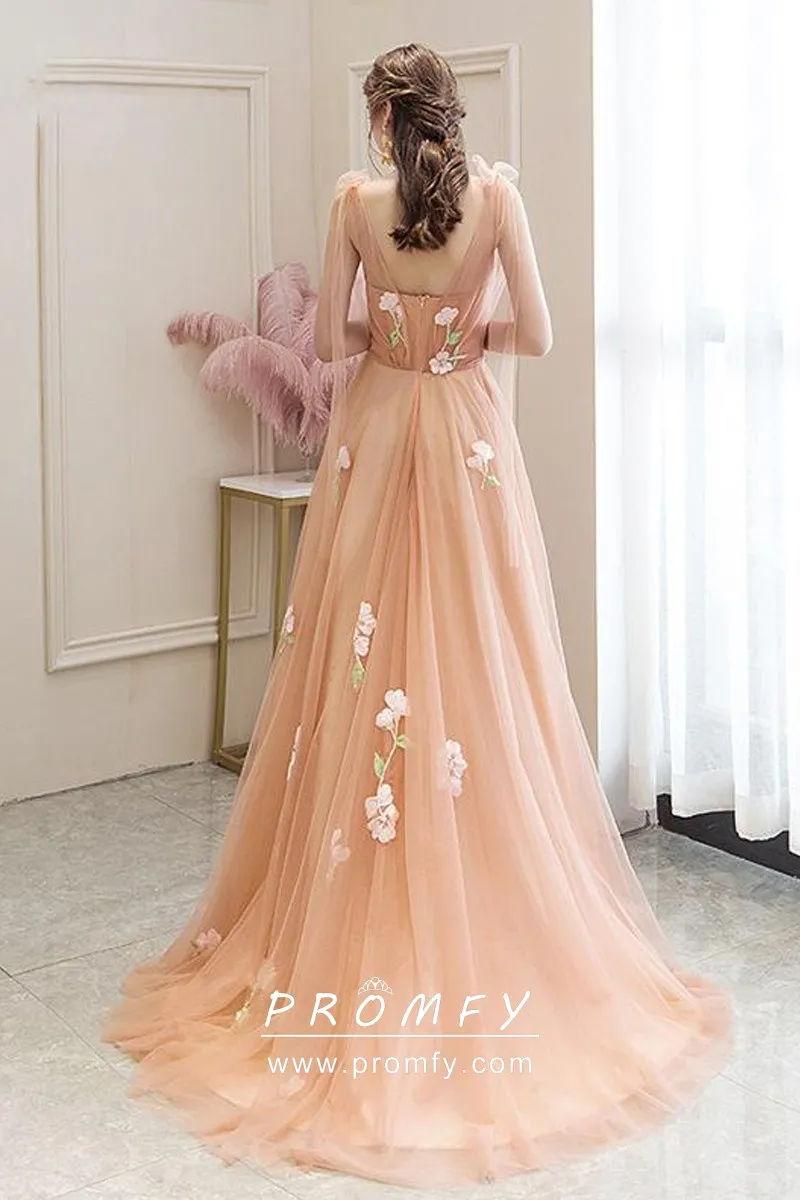 Fairy Flowers Appliqued Peach Pink 