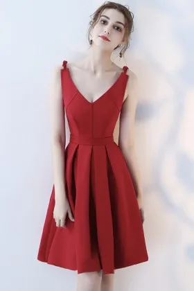 stylish red satin draped cocktail homecoming dress