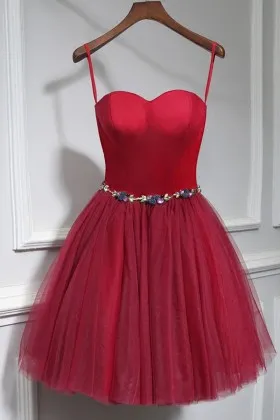 lovely red beaded belt short tutu cocktail dress