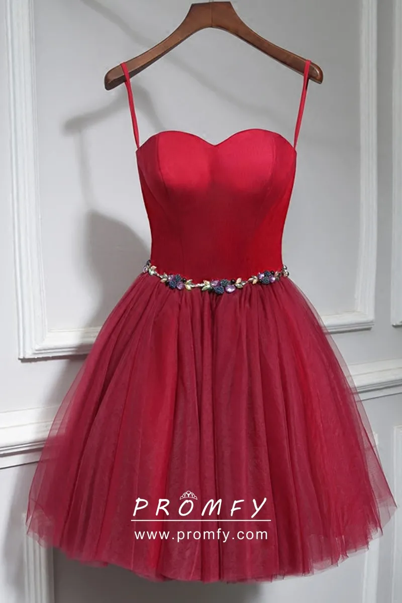 Lovely Red Beaded Belt Short Tutu 