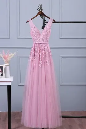 sweet candy pink beaded lace and tulle bridesmaid dress