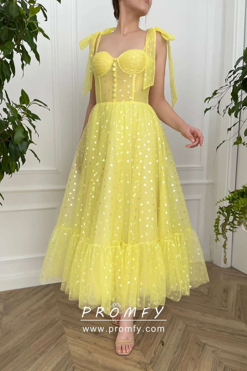 Adorable Vibrant Yellow Corset Tulle Prom & Dance Dress Promfy