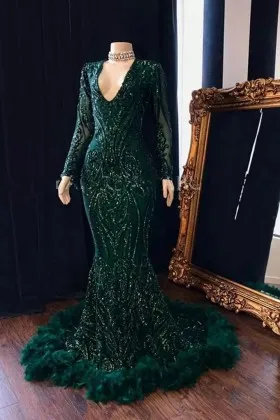 Green Mermaid Formal Dresses Trumpet Prom Gowns Promfy