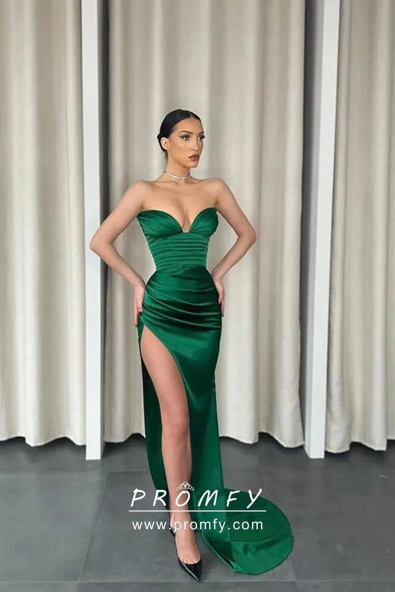 Stunning Sheath Evening Dress With Split Sexy Formal Gown Y6014
