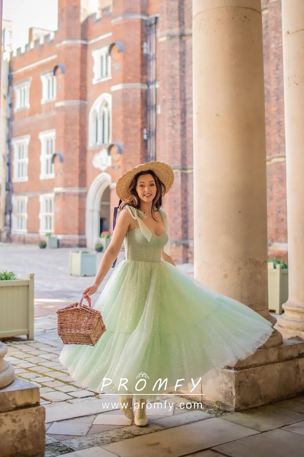 Mint Green Hearty Tulle Corset Puff Party Wear Dress Promfy