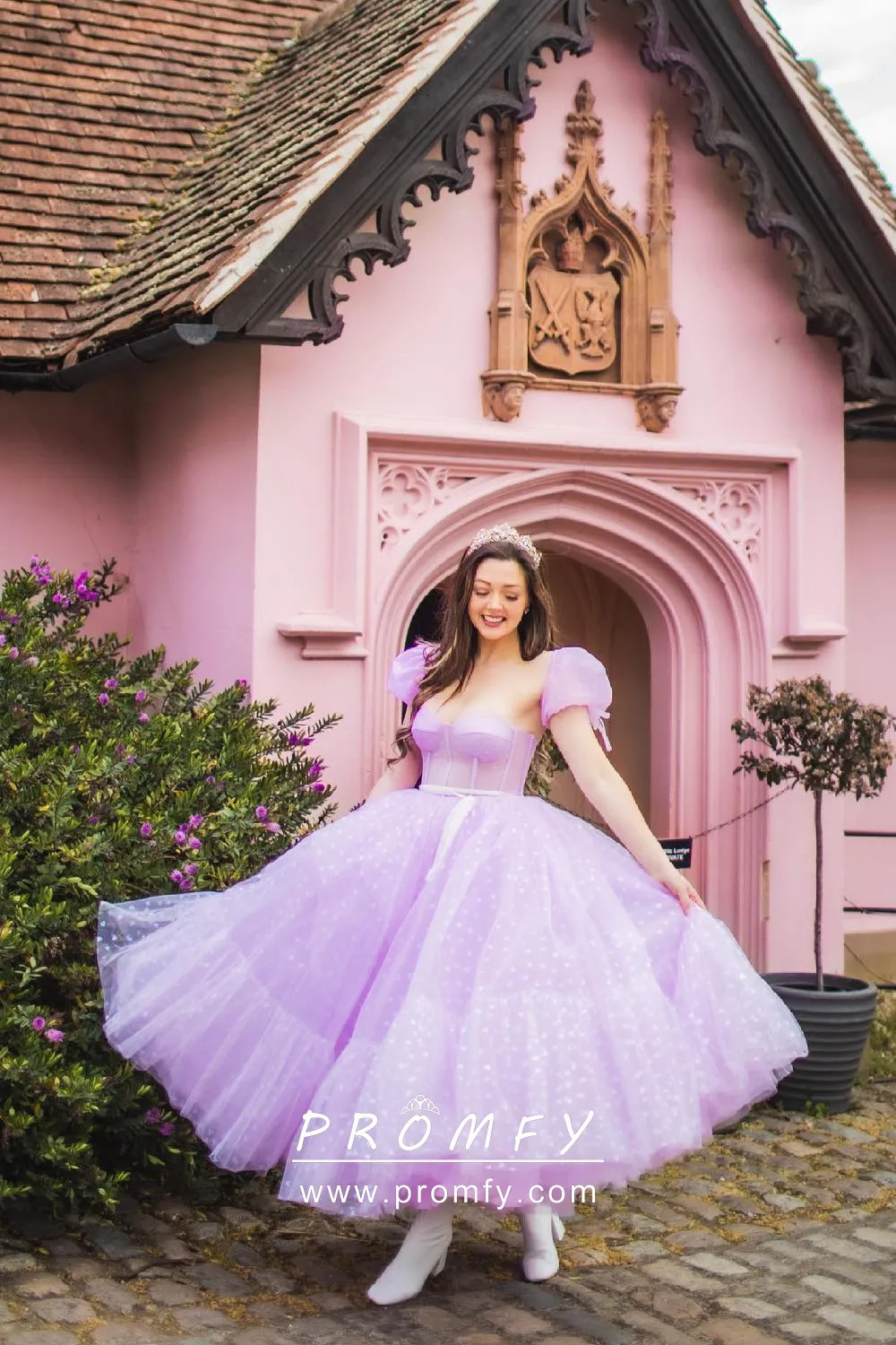 Purple Tulle Long Ball Gown Flower Girl Dress - Promfy