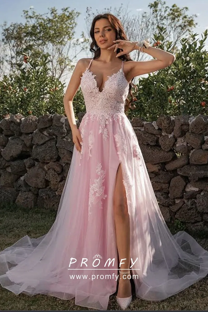 Pink Leg Slit Prom Dress,Women Sexy Elegant Party Dresses cc850 main image 1