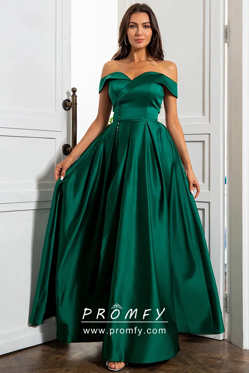 Off The Shoulder Dark Green Evening Dress,Sexy Prom Dress Y936 main image 1