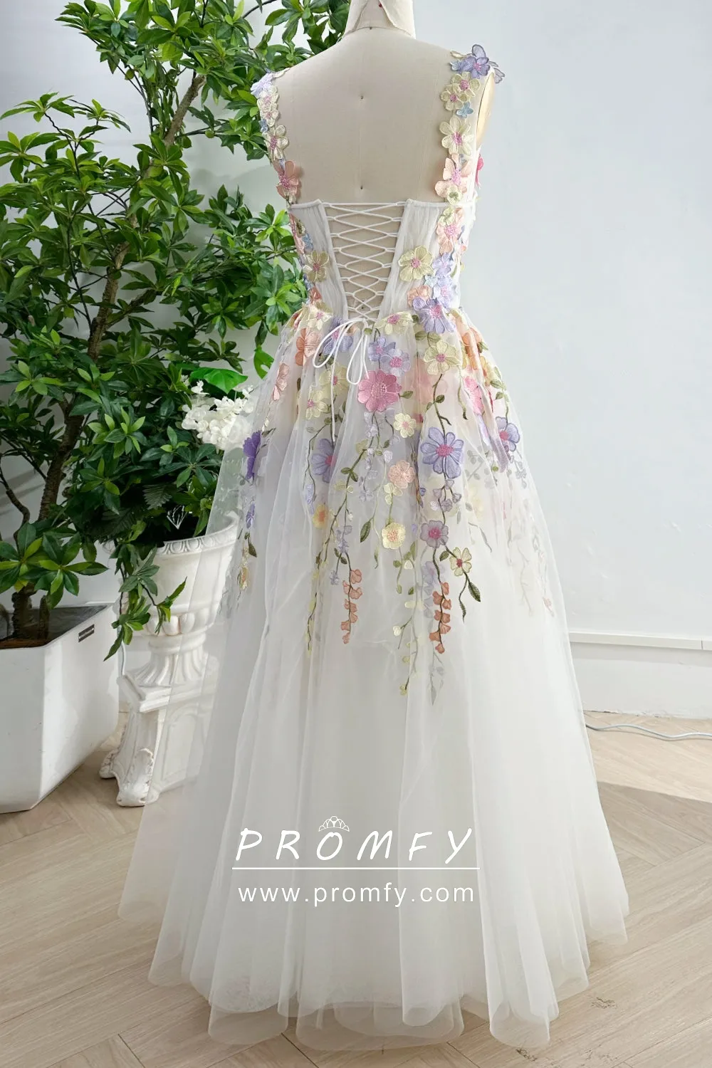 fairy 3d floral lace ivory tulle corset evening dress fairy 3d floral lace ivory tulle corset evening dress