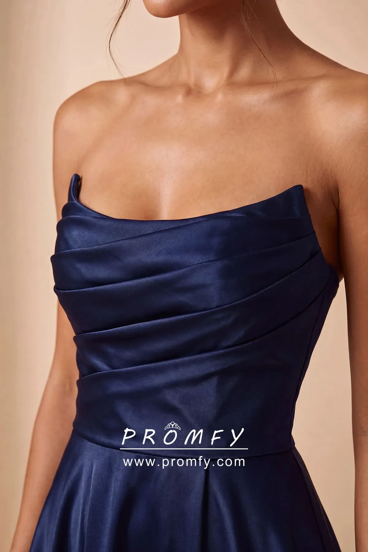 navy satin strapless split evening dress navy satin strapless split evening dress