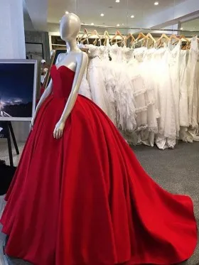 simple red ball gown
