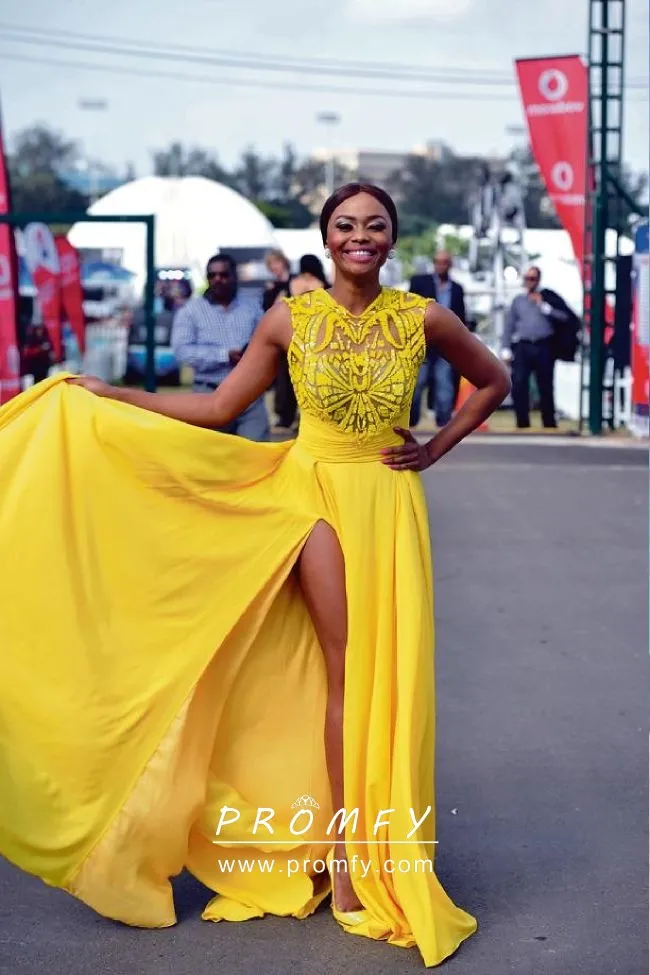 yellow dress with split