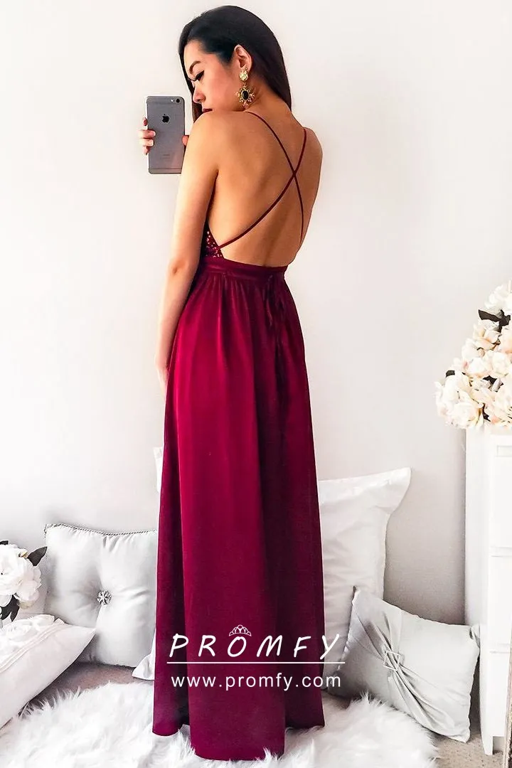 A line Backless Evening Party Dress Silk Satin Long Prom Dress Y7029 –  Simplepromdress