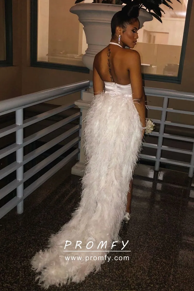 Sparkly Crystal Ivory Feather High 