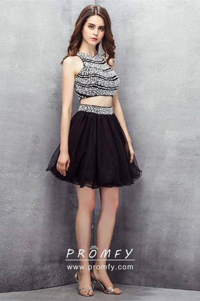 black tulle cocktail dress