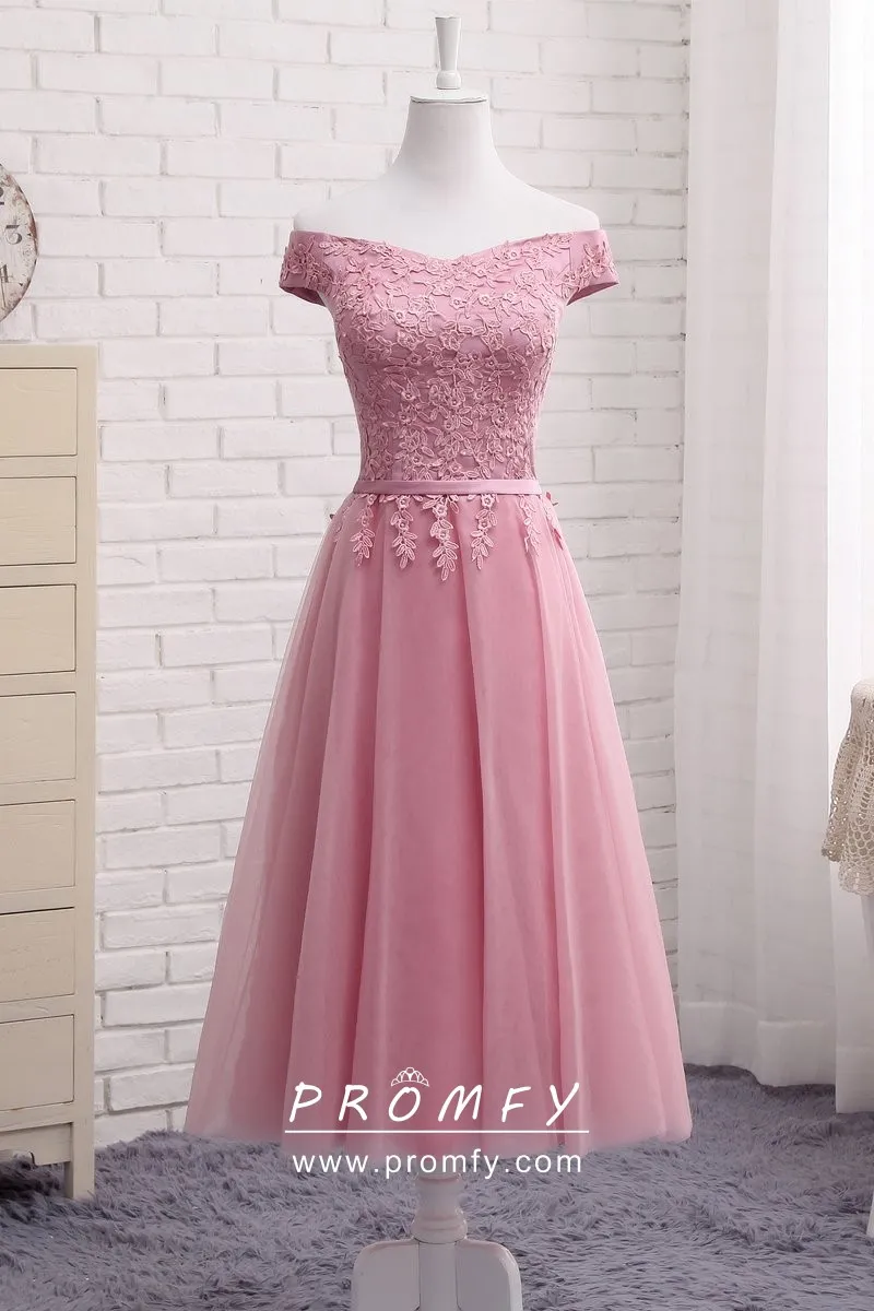 Adorable Glitter Tulle Corset Tea Length Hoco Dress