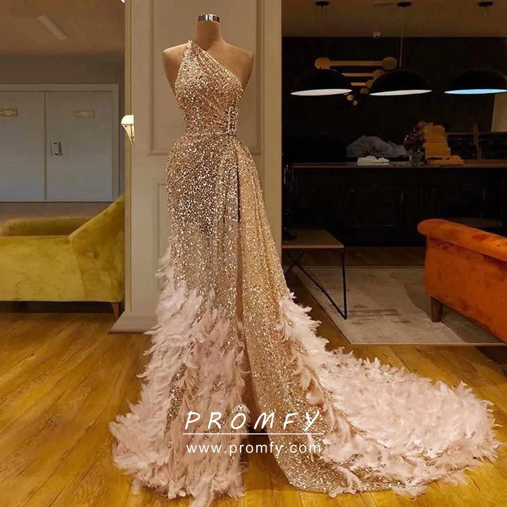 Amazon.com: MBETA Luxury Feather Mermaid Evening Dress Long V- Neck Side  Slit Backless Prom Dresses for Women Wedding Party : Clothing, Shoes &  Jewelry