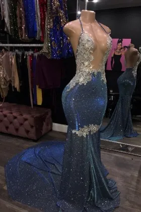 glitter lurex silver lace appliqued mermaid prom dress