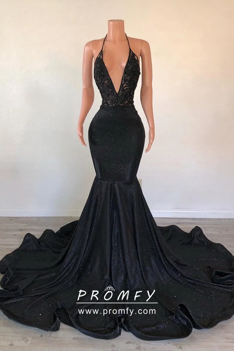 Amazon.com: Women's V Neck Party Dress Vintage Satin Floor Length Evening  Dress A Line Long Train Lace Up Ball Gown Black : Clothing, Shoes & Jewelry