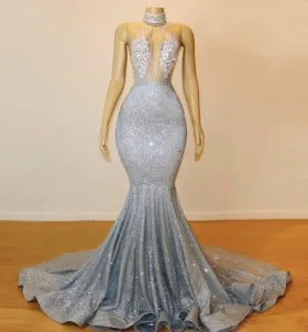sexy illusion gray lace and glitter lurex backless prom gown
