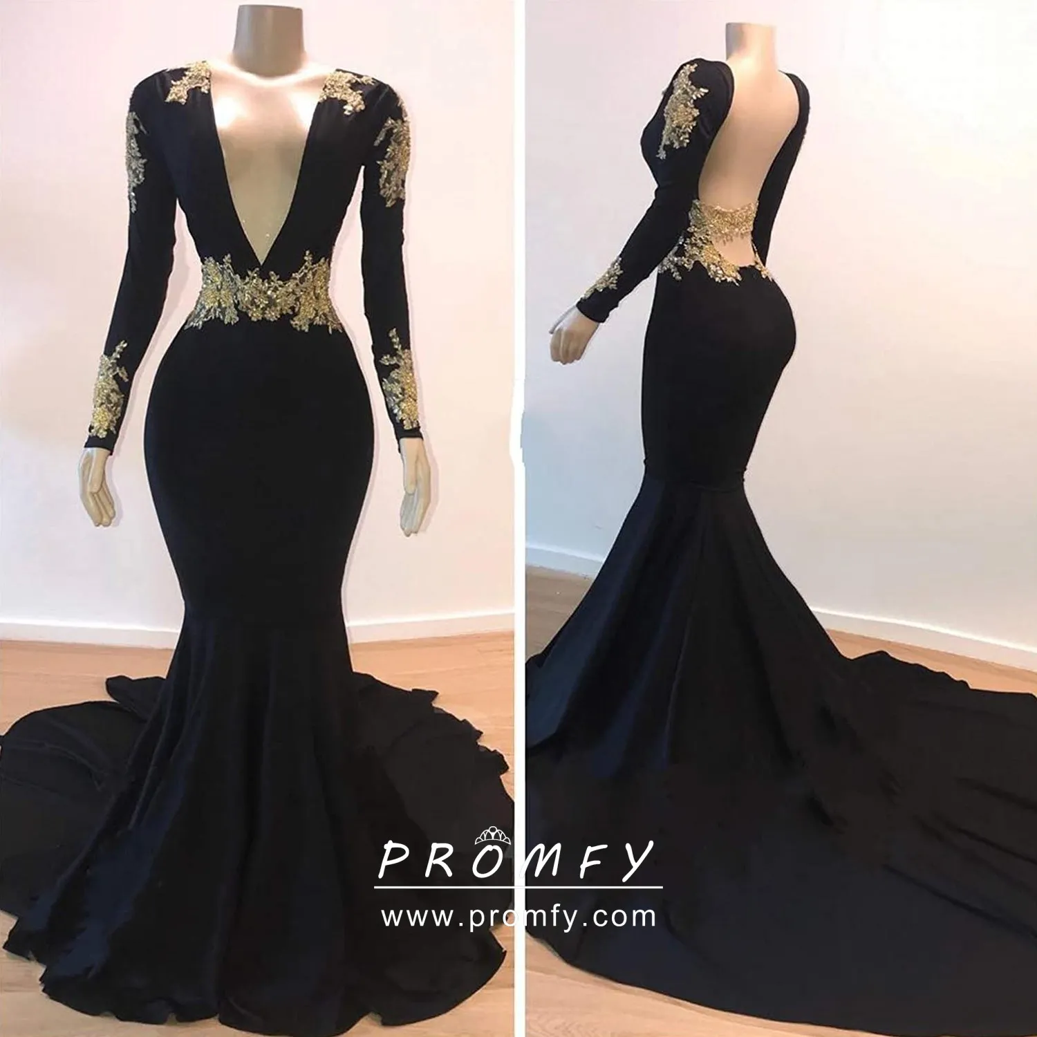 black gown with gold