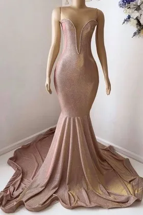 illusion plunge nude glitter lurex trumpet prom gown