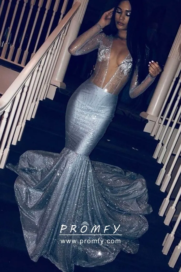 Glitter Trumpet Prom Dress 