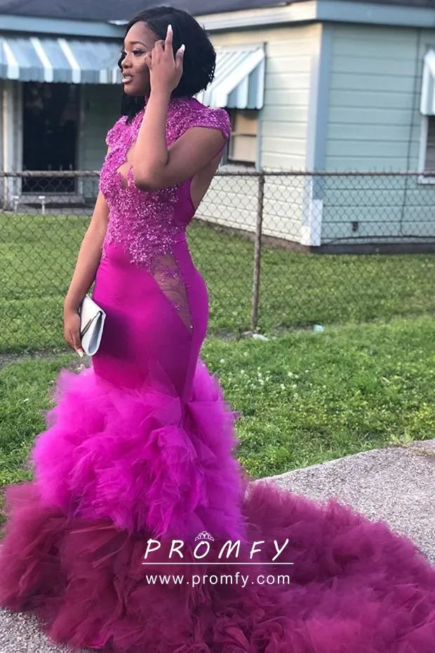 magenta prom dress