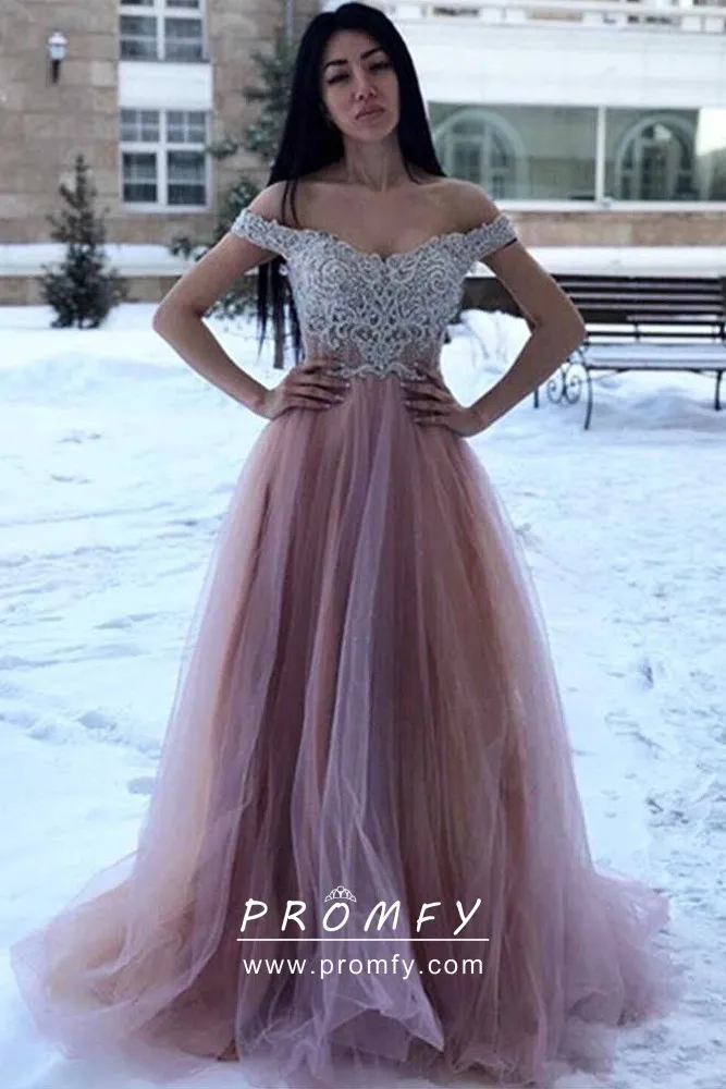 Purple Rhinestones One Shoulder Chiffon Prom Dress - Promfy