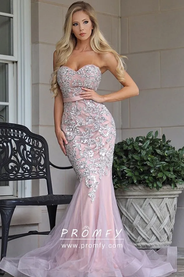 Sliver Lace Embroidered Lavender Tulle 