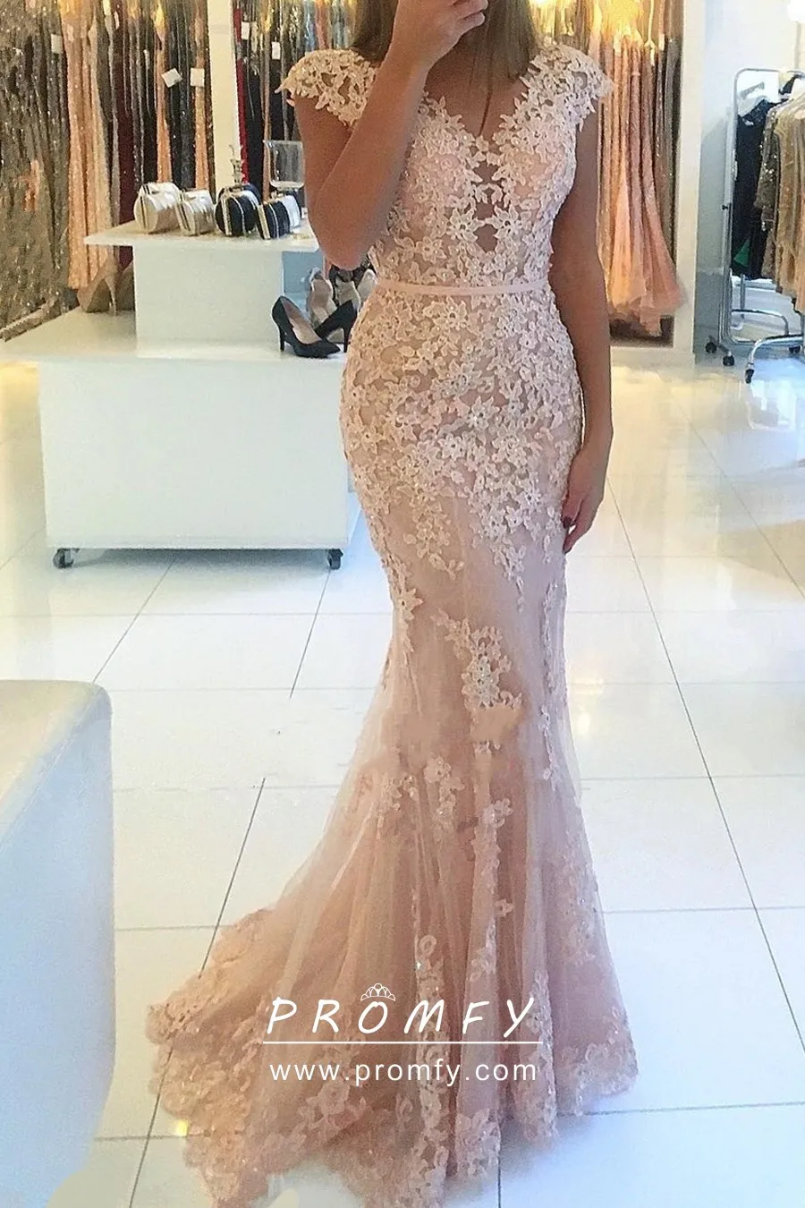 Mermaid Prom Dress Shiny Beaded Sequins Cap Sleeves Evening Gowns,BD99 –  luladress