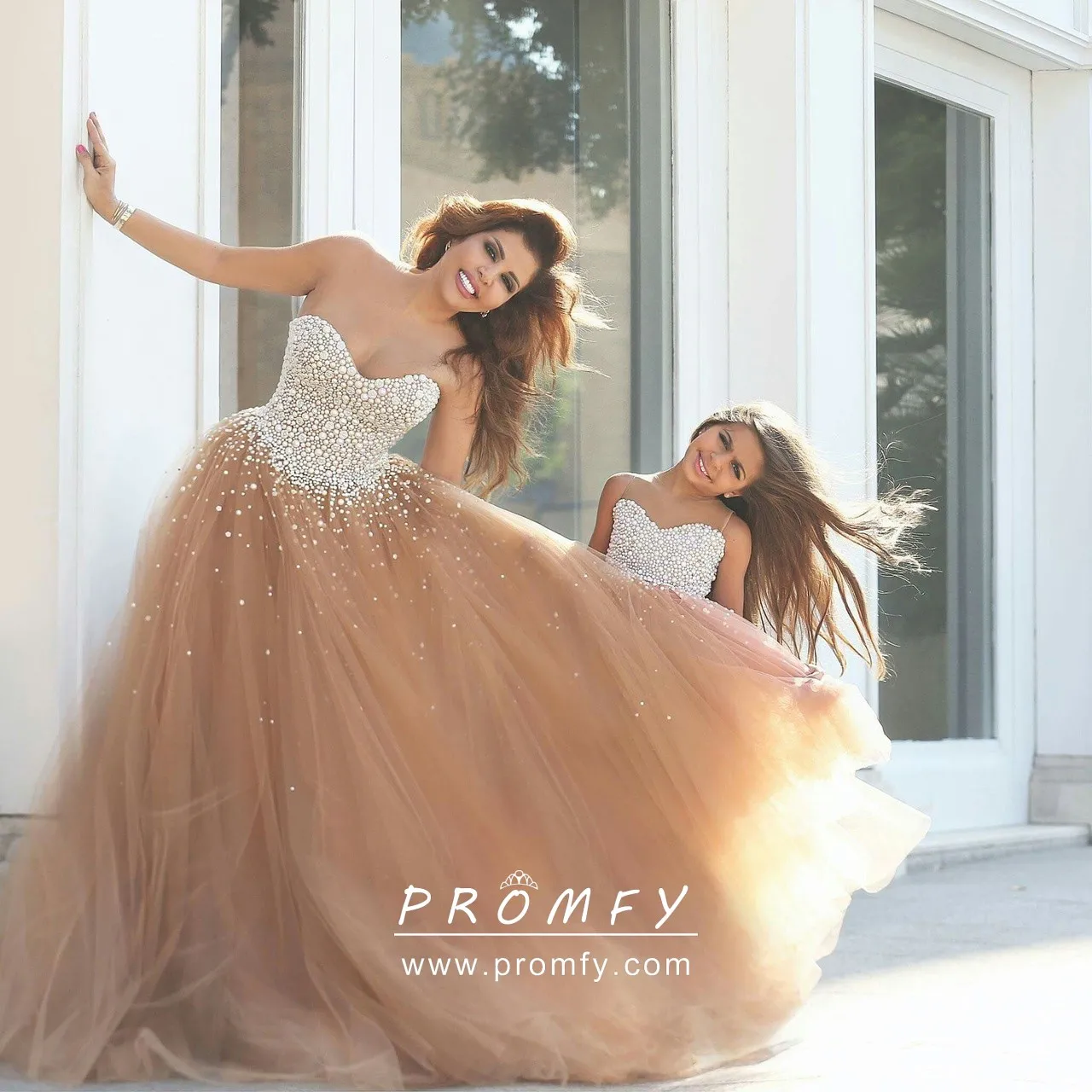 champagne gold prom dress