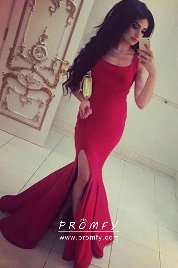 Red Spandex Mermaid Prom Gown - Promfy
