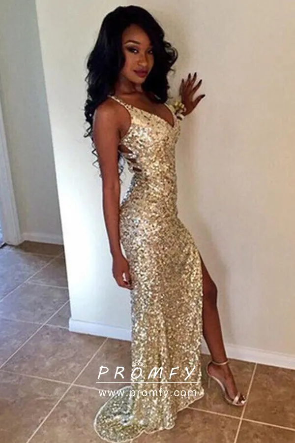 High Slit Sheath Prom Dress ...